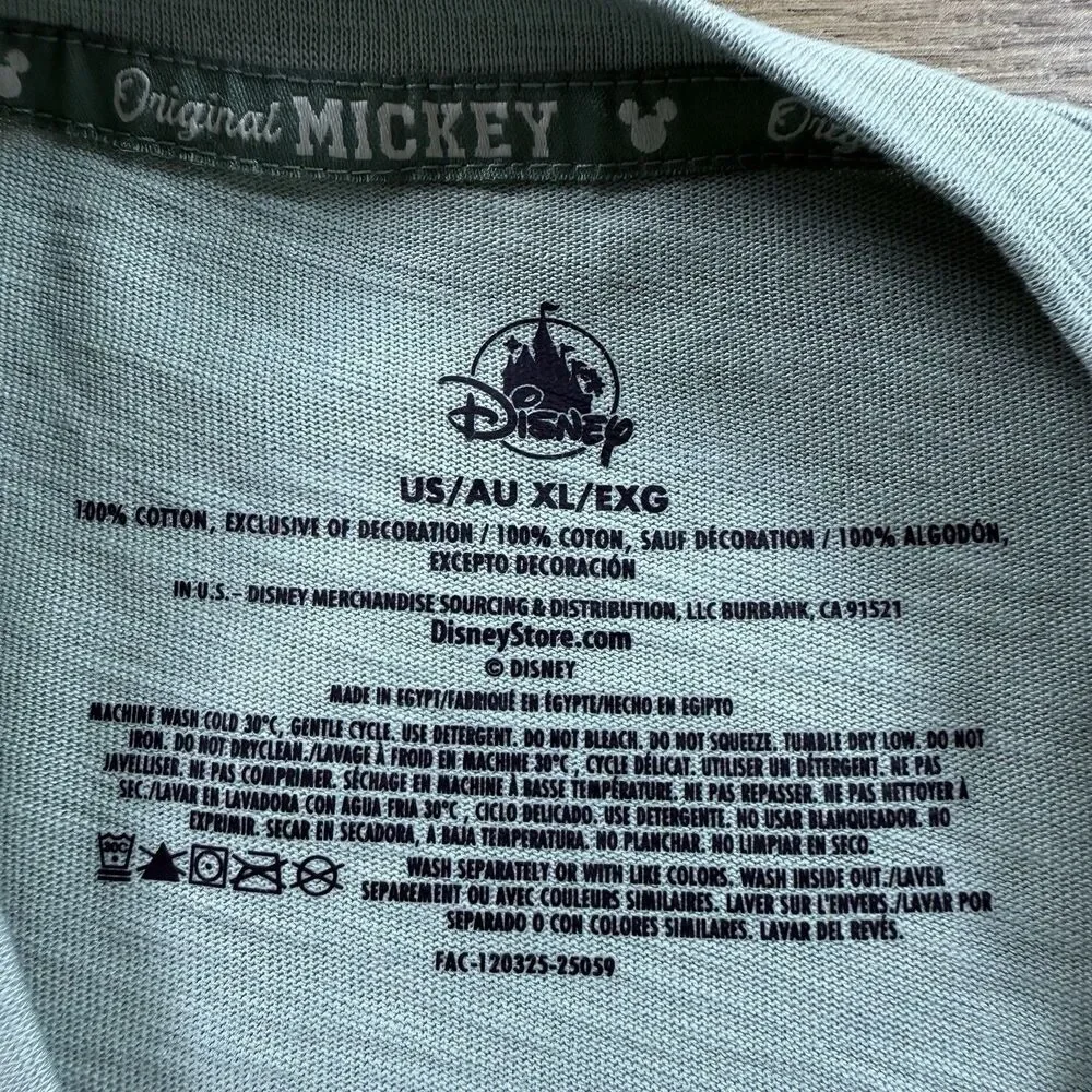 Disney Original Mickey Shirt Men XL Walt Disney World 1971 Logo Crew Green